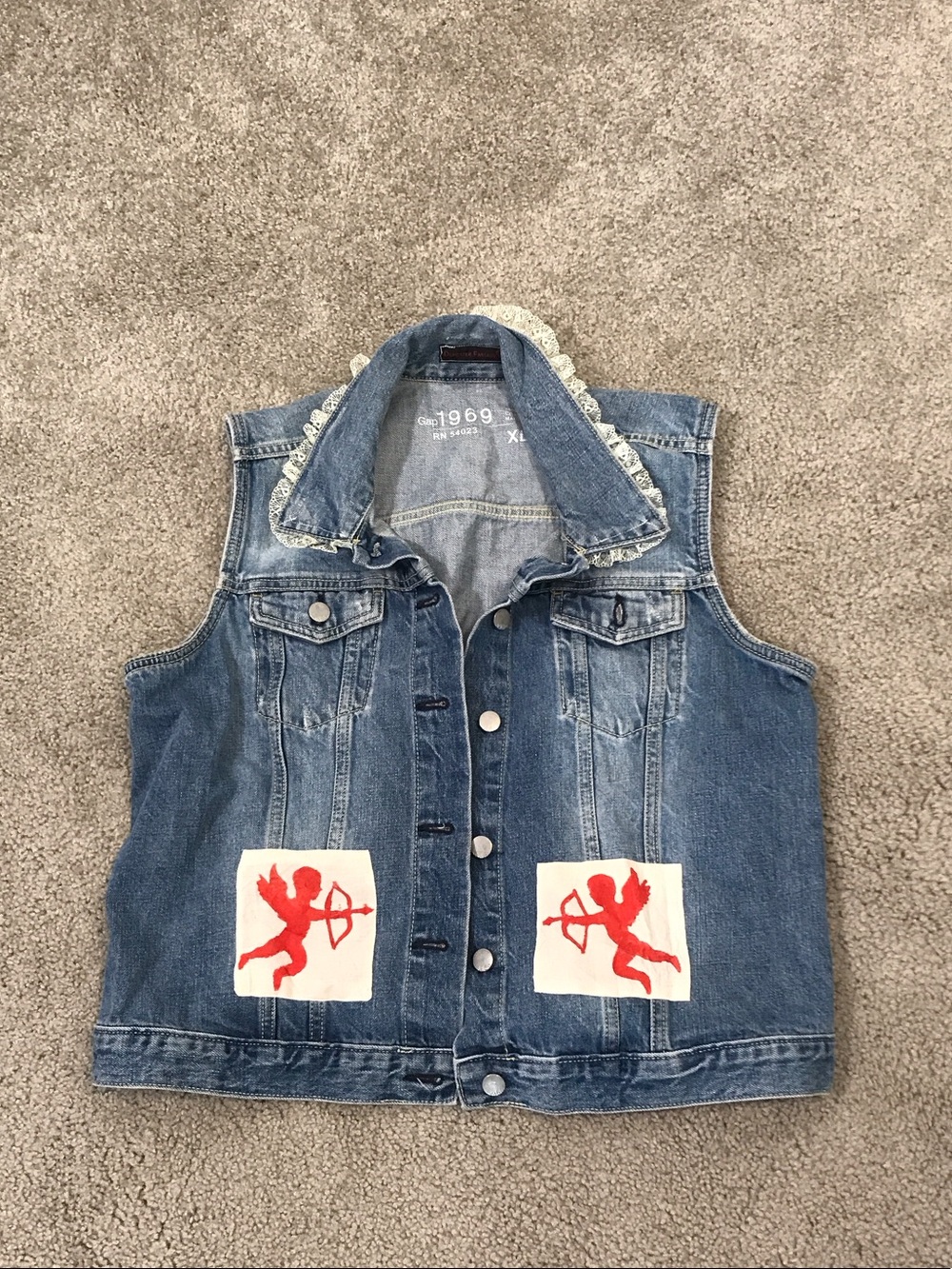 Preowned GAP 1969 denim vest w embellishments- XL - TOUGH GUY